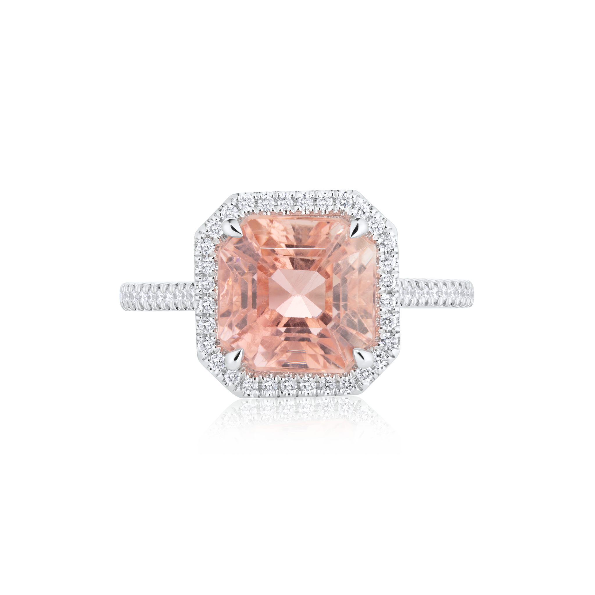Pink Tourmaline & Diamond Halo Ring
